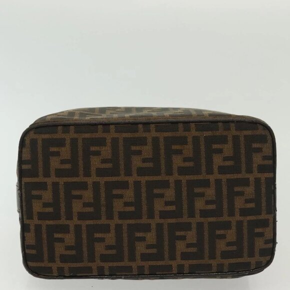 FENDI Zucca Canvas Vanity Pouch Black Brown Silver Auth bs29279 - Picture 7 of 16